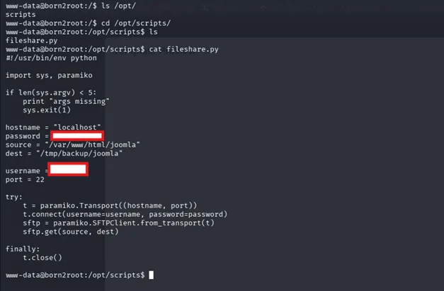 fileshare.py script containing hardcoded credentials, redacted
