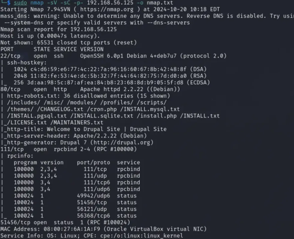 nmap scan results